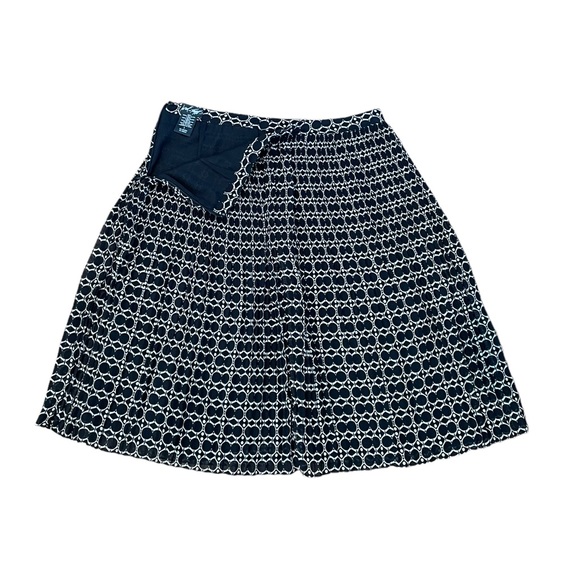 Lord & Taylor pleated black & brown print business casual lined skirt size 2 - Picture 8 of 11